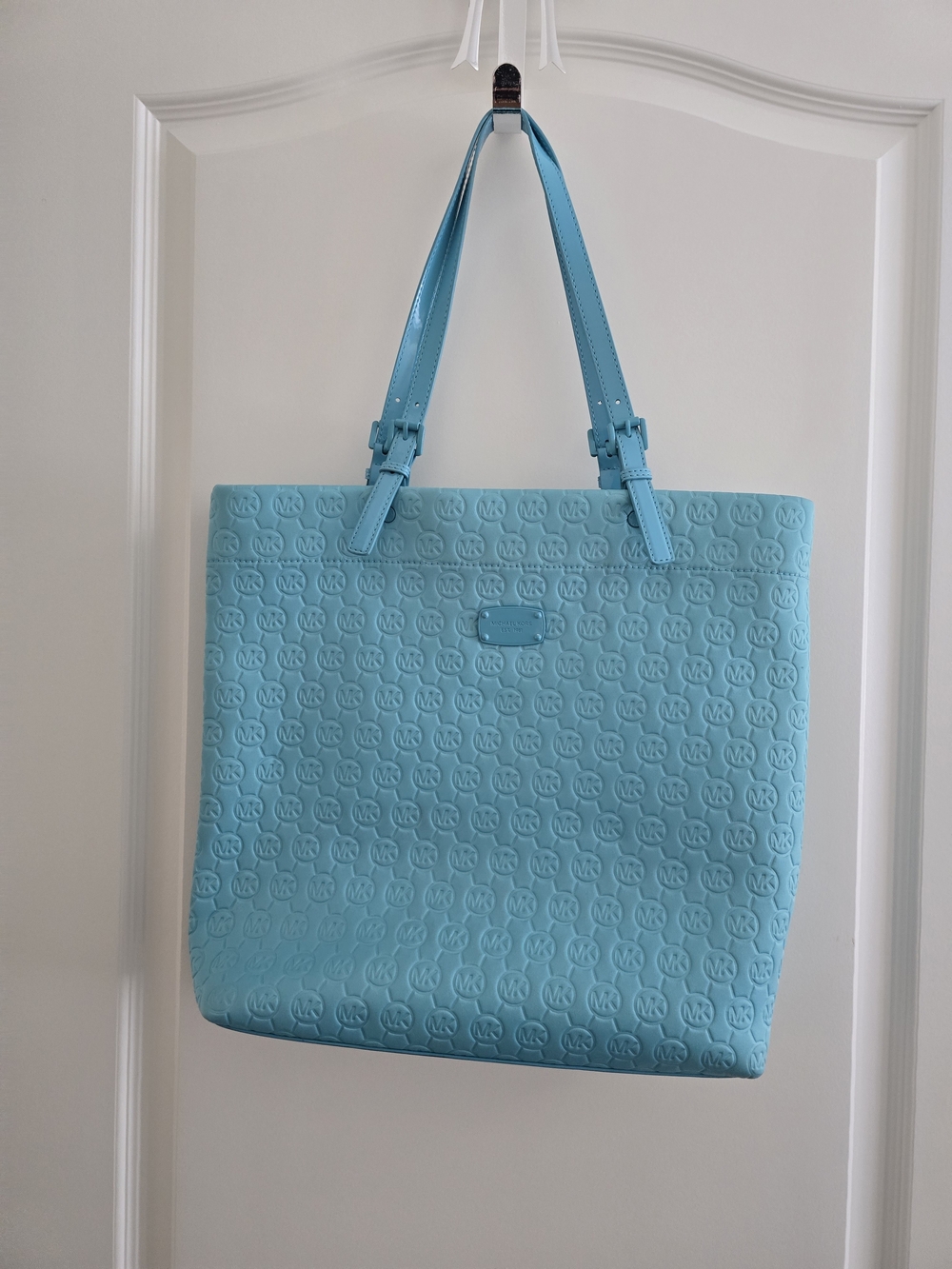 Michael Kors Sky Blue Logo-Embossed Tote Bag